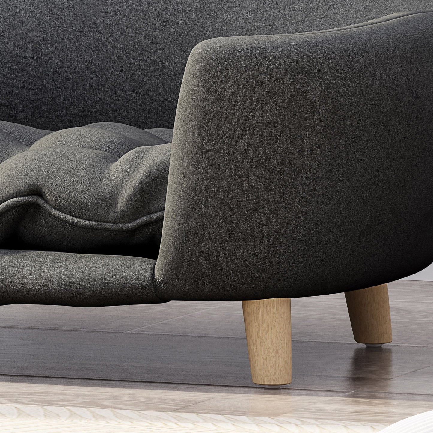 Mid-Century Modern Raised Dog Bed with Birch Legs — Dark Gray