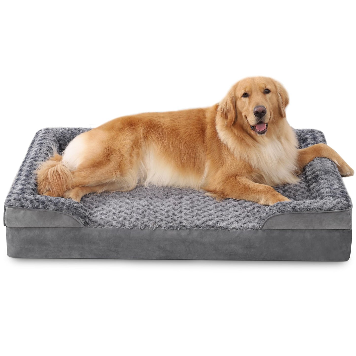 Orthopedic Bolster Dog Bed — Grey, Waterproof & Washable