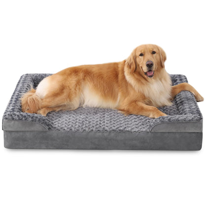 Orthopedic Bolster Dog Bed — Grey, Waterproof & Washable