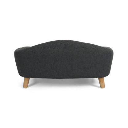Mid-Century Modern Raised Dog Bed with Birch Legs — Dark Gray