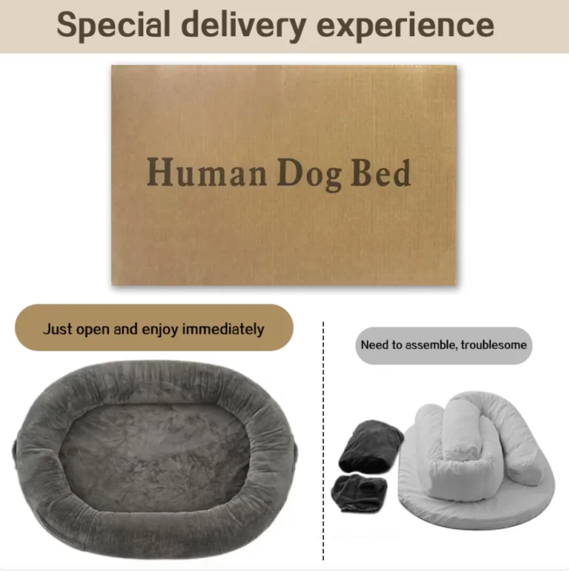Oversized Human & Dog Bed for Shared Lounging