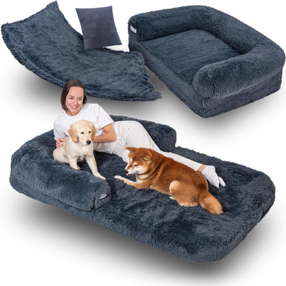 Foldable Human-Size Dog Bed with Orthopedic Memory Foam