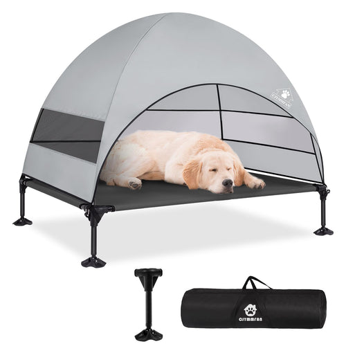 Elevated Outdoor Dog Bed with Sunshade and Anti-Slip Feet