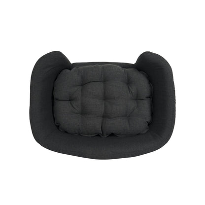 Mid-Century Modern Raised Dog Bed with Birch Legs — Dark Gray