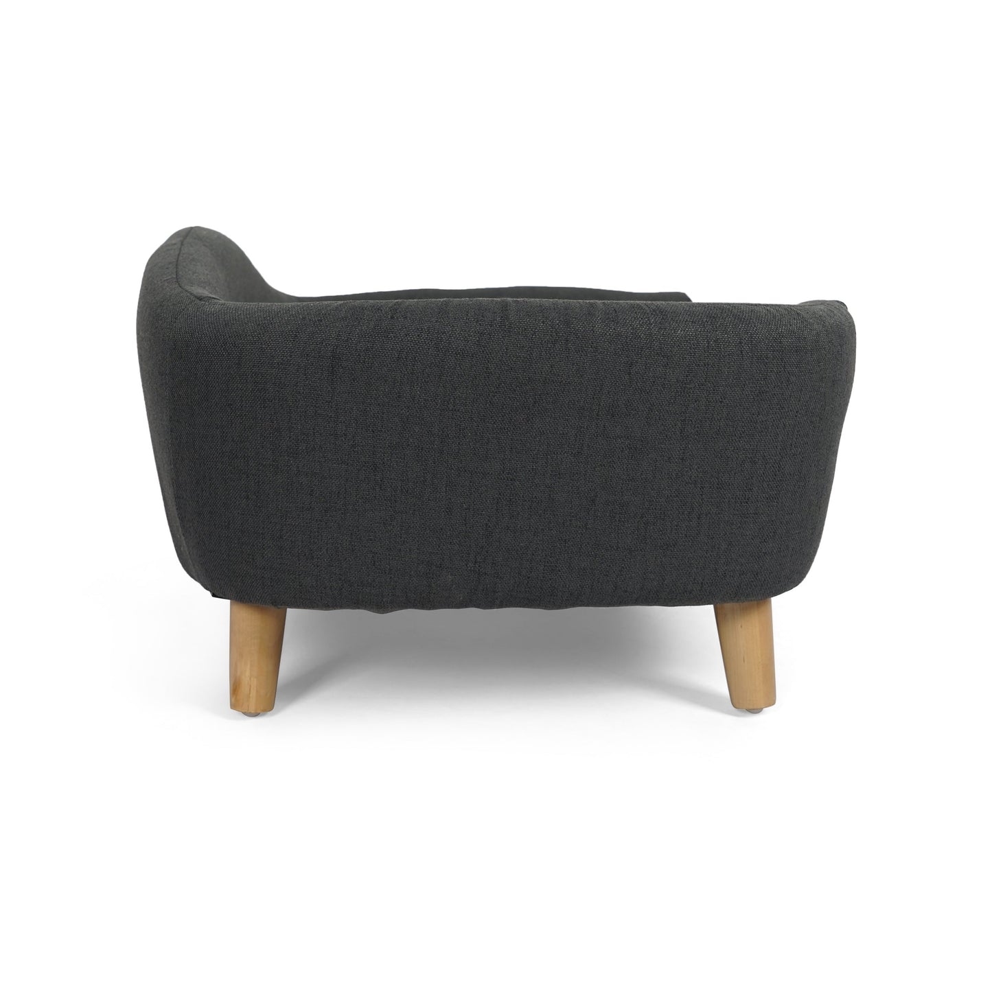 Mid-Century Modern Raised Dog Bed with Birch Legs — Dark Gray