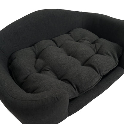 Mid-Century Modern Raised Dog Bed with Birch Legs — Dark Gray
