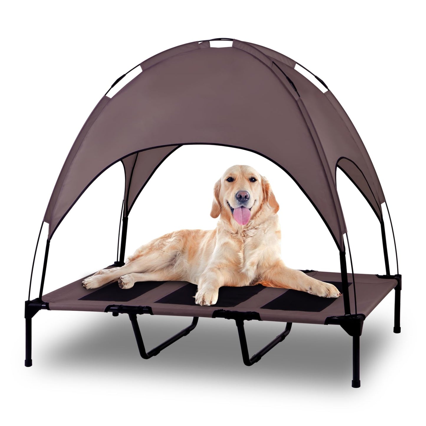 Elevated Outdoor Dog Bed with Removable Canopy — Cooling Mesh