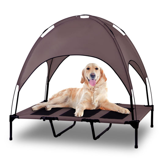 Elevated Outdoor Dog Bed with Removable Canopy — Cooling Mesh