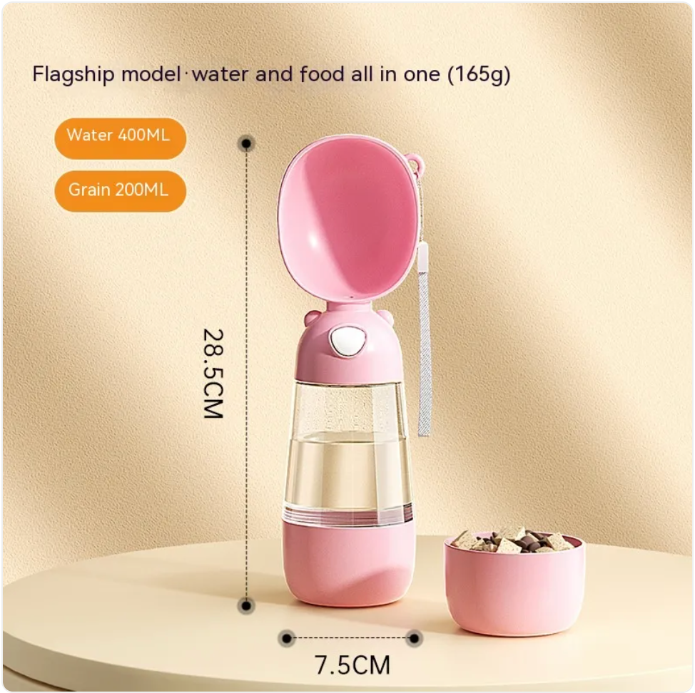 Portable Dog Water Bottle & Travel Feeder — Leak-Proof