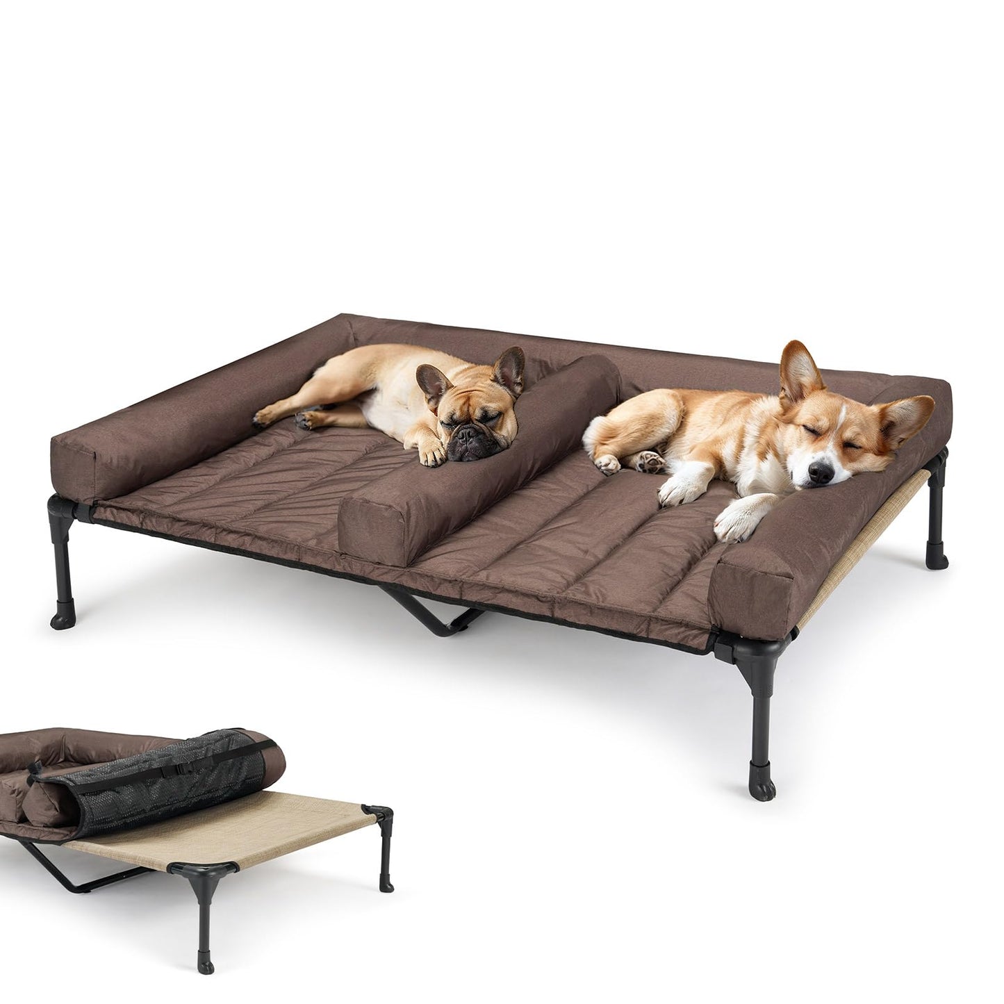 Veehoo Cooling Raised Dog Bed for Two Medium Dogs Elevated Dog Bed
