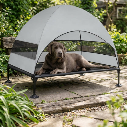 Elevated Outdoor Dog Bed with Sunshade and Anti-Slip Feet