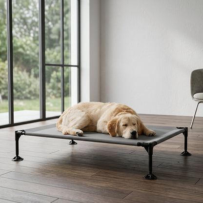Elevated Outdoor Dog Bed with Sunshade and Anti-Slip Feet