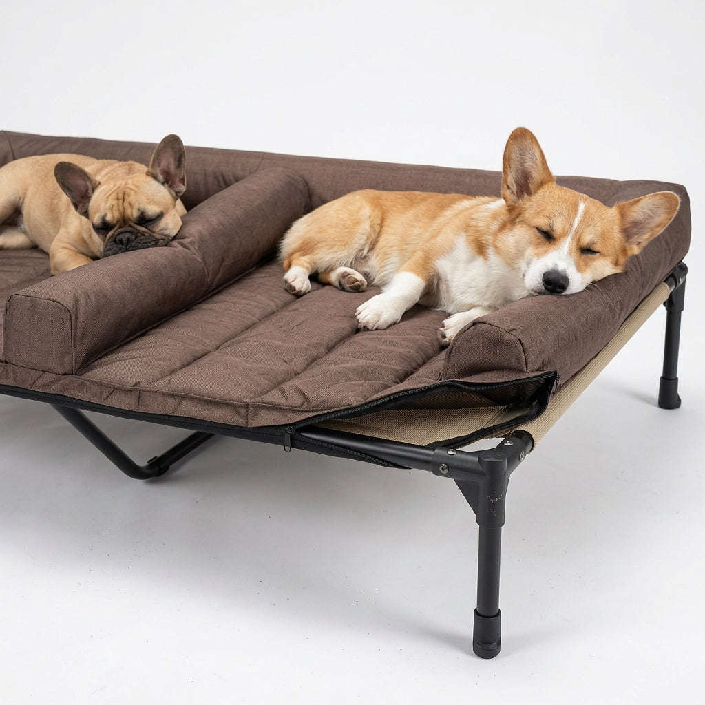 Veehoo Cooling Raised Dog Bed for Two Medium Dogs Elevated Dog Bed