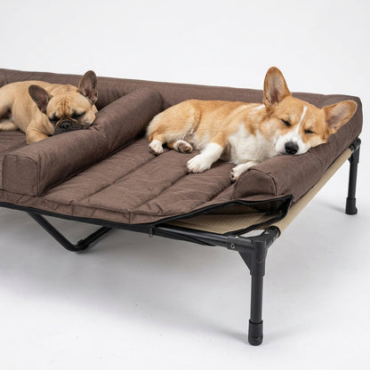 Veehoo Cooling Raised Dog Bed for Two Medium Dogs Elevated Dog Bed
