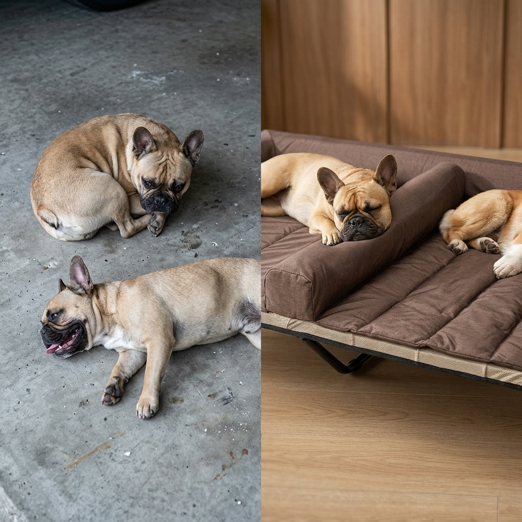 Veehoo Cooling Raised Dog Bed for Two Medium Dogs Elevated Dog Bed