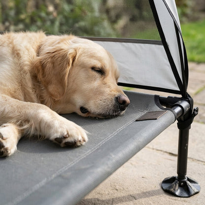 Elevated Outdoor Dog Bed with Sunshade and Anti-Slip Feet