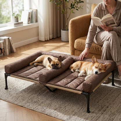 Veehoo Cooling Raised Dog Bed for Two Medium Dogs Elevated Dog Bed