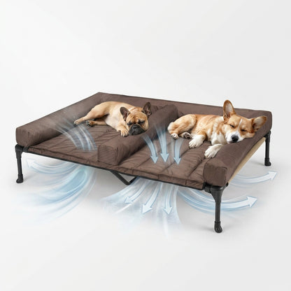 Veehoo Cooling Raised Dog Bed for Two Medium Dogs Elevated Dog Bed