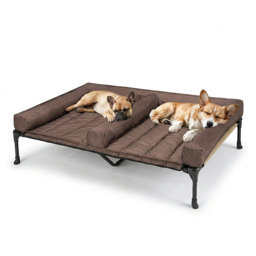 Veehoo Cooling Raised Dog Bed for Two Medium Dogs Elevated Dog Bed