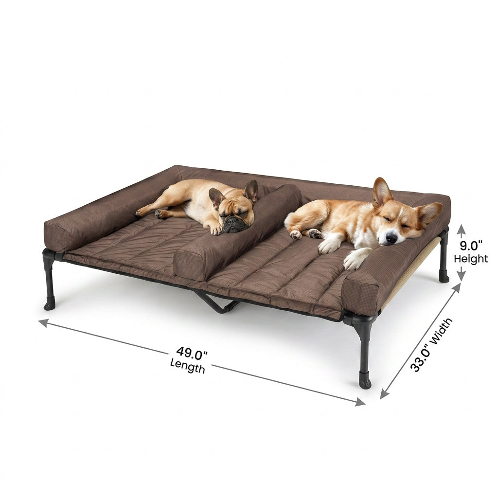 Veehoo Cooling Raised Dog Bed for Two Medium Dogs Elevated Dog Bed