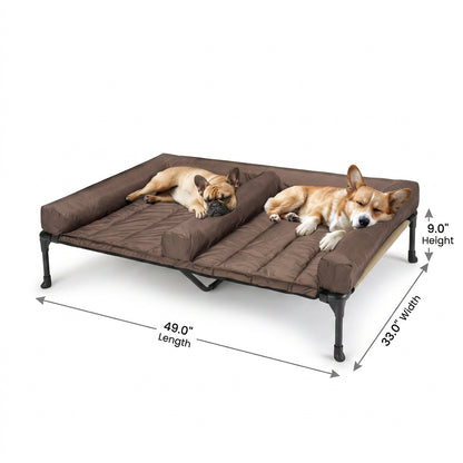 Veehoo Cooling Raised Dog Bed for Two Medium Dogs Elevated Dog Bed